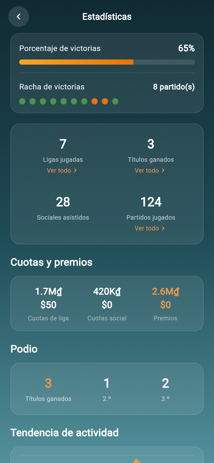 Pantalla de Perfil de PickClub